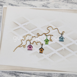 Gummiapan - dies - D250965 - Witch Hazel & Birdhouses