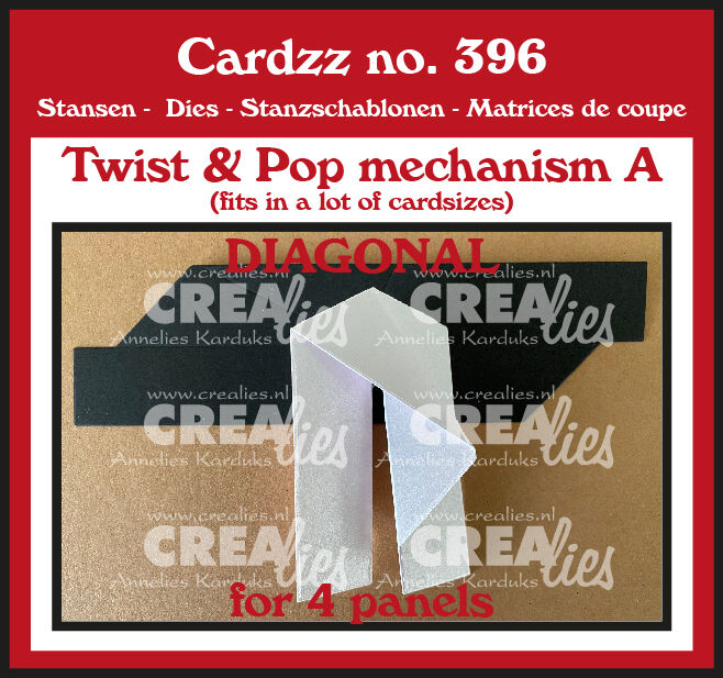 Crealies - Cardzz stansen no. 396, Twist & Pop A Diagonaal voor 4 panelen