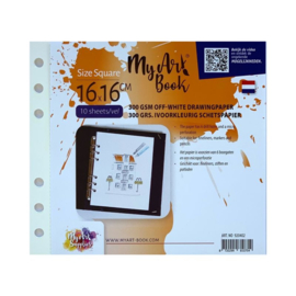 MyArtBook schetspapier 300 g/m2 ivoorkleurig papier – formaat 16 x 16cm