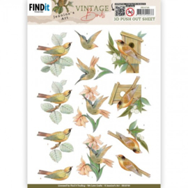 3D Push Out - Jeanine's Art - Vintage Birds - Wooden Bird House -  SB10749