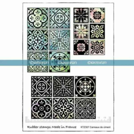 Katzelkraft - carreaux de ciment - Rubber Stamp - KTZ307