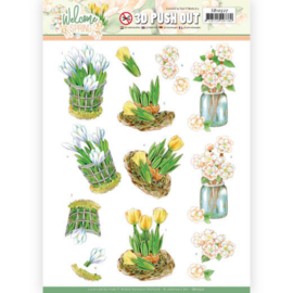 3D Push Out - SB10527 - Jeanine's Art Welcome Spring - Yellow Tulips