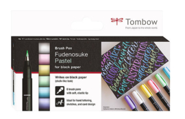 Tombow Fudenosuke Pastel for black paper 6-delige set - WS-BS-6P