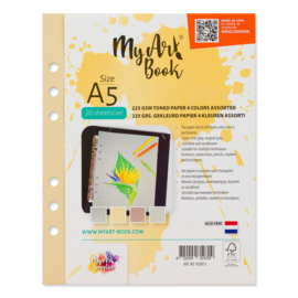 MyArt®Book A5 225 gr/m2 gekleurd papier 4 kleuren assorti