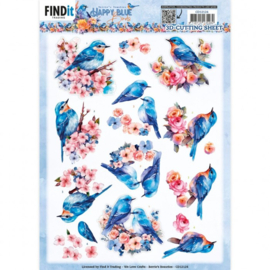 3D Push Out - Berries Beauties - Happy Blue Birds - Birds In Pink - SB10903