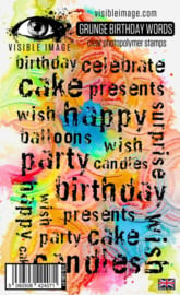 Visible image grunge birthday words stamp set