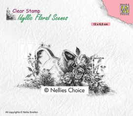 Nellie choice - IFS034 Clear Stamps Idyllic Floral Scenes "Vase with roses" 120x65mm
