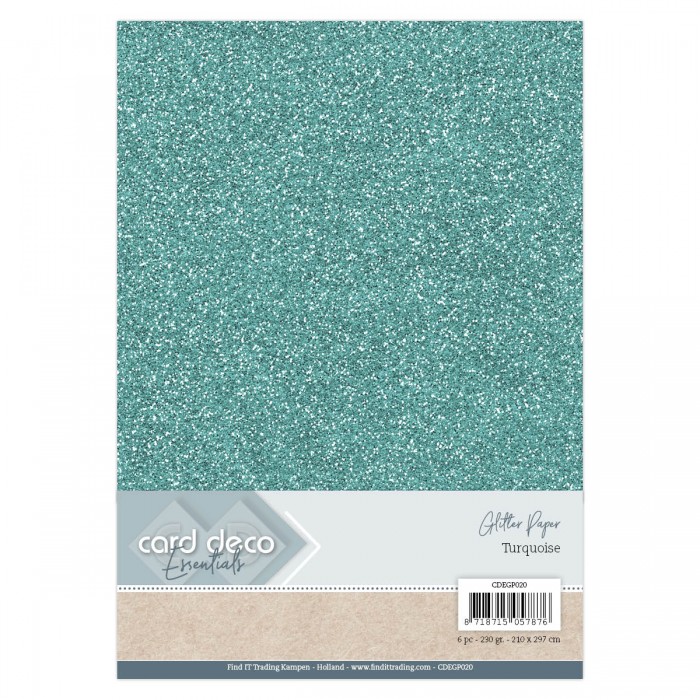 Card Deco Essentials - A4 Mint Glitterpapier - CDEGP020 - 6 vellen