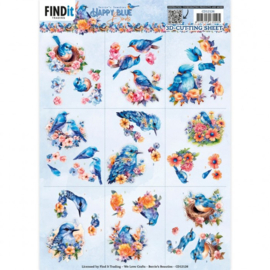 3D Knipvel - Berries Beauties - Happy Blue Birds - Colourful Birds - CD12125