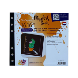 MyArtBook schetspapier 210 g/m2 zwart papier – formaat 16 x 16cm