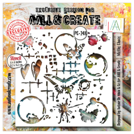 AALL & Create - pc248 - 6x6 (inch) Stencil - Moths Chaos