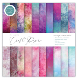 Craft Consortium - Essential Craft Papers 6x6 Inch Paper Pad Grunge - Mid Tones - CCEPAD032B