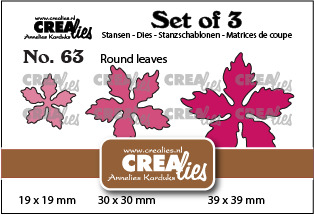 Crealies - Set of 3 no. 63, Kerstster, ronde bladeren