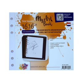 MyArtBook schetspapier 120 g/m2 wit papier – formaat 16x 16cm