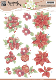 3D Knipvel - Jeanine's Art - Red Christmas Flowers CD10780