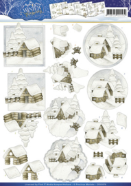 3D Knipvel - Precious Marieke - Winter Wonderland - Snow cabins CD10576