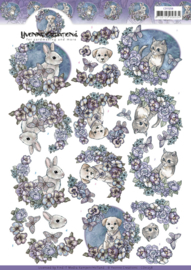 3D Knipvel - Yvonne Creations - Purple Flowers  CD11258