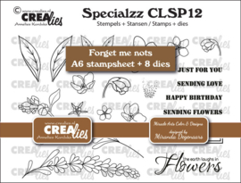 Crealies - Specialzz no. 12, Vergeet-mij-nietjes (A6 stempelvel + stansen)