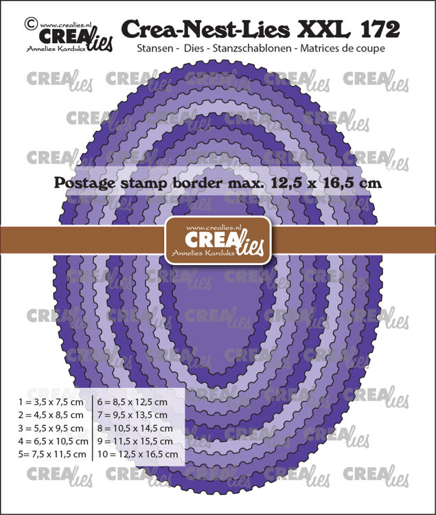 Crealies - Crea-Nest-Lies XXL stansen no. 172, Ovalen met postzegelrand