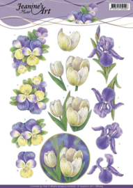 3D Knipvel - Jeanine's Art - Purple Spring flowers CD11113