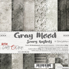 Craft O Clock Paper Pack 15,25x15,25 cm Basic - Grey Mood