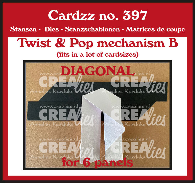 Crealies - Cardzz stansen no. 397, Twist & Pop A Diagonaal voor 6 panelen