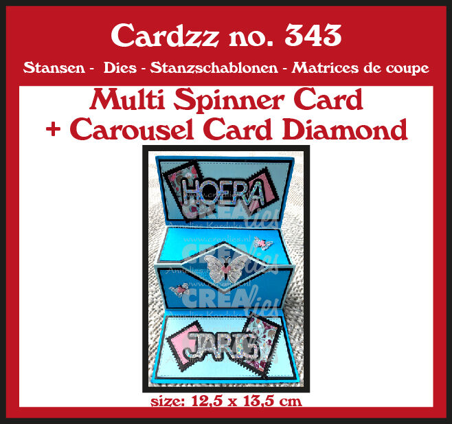 Crealies - Cardzz stansen no. 343, Multi Draaikaart + Carrouselkaart Wyber