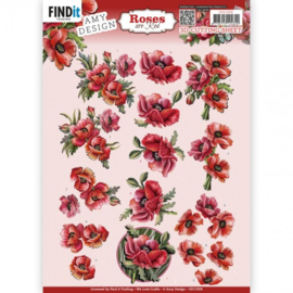3D knipvel - Amy Design - Roses Are Red - Poppies - CD11924