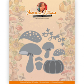 Yvonne Creations - Dies -  Awesome Autumn - Autumn Mushrooms - YCD10325