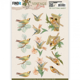3D Knipvel - Jeanine's Art - Vintage Birds - Wooden Birdhouse - CD11932