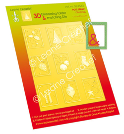 Leane Creatief - 359.563 - 3D embossing folder met snijmal voor Kerst postzegels