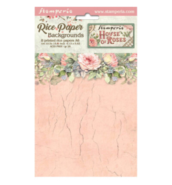 Stamperia - Rice Paper Achtergronden A6 Selectie – House of Roses - DFSAK6039