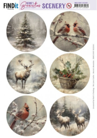Push-Out Scenery - Berries Beauties - Vintage Christmas Round - BBSC10007-HJ22401