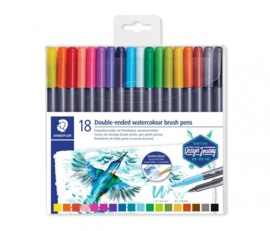 Staedtler - watercolour brush pens dubbele punt - 18 pcs