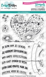 Carlijn design - CDST-0100 - Stempel Bloemenhart banner achtergrondjes