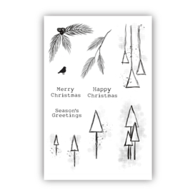 Julie Hickey design DS-HE-1055 Essentially Christmas #3 A6 Stamp Set