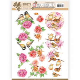 3D-Push Out -  Jeanine's Art Pink Birds - Birds And Flowers - SB10320