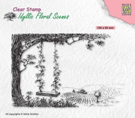 Nellie's Choice - IFS035 - Clear Stamps Idyllic Floral Scenes - Tree with swing