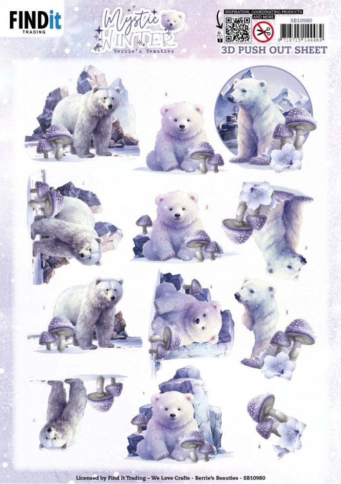 3D Push Out - Berries Beauties - Mystic Winter - Mystic Polar Bears - SB10980