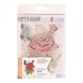 Couture creations Rose Stamp And Colour Set (4pc) - CO728575