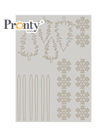 Pronty Crafts Grey Chipboard Trees and Snowflakes A4 492.001.049.V