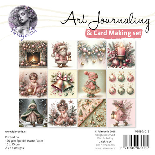 Fairybells - Art Journaling & Card Making Backgrounds Set Kerst roze - 99080/012