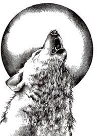Crafty Individuals CI-528 Howling Wolf Unmounted Rubber Stamps
