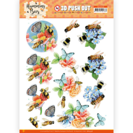 3D Push Out - Jeanine's Art - Humming Bees -Bees and Bumblebee