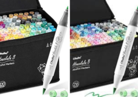 Ohuhu - Honolulu B 320 kleuren Alcohol Markers - Brush & Fine  in Twee etui's