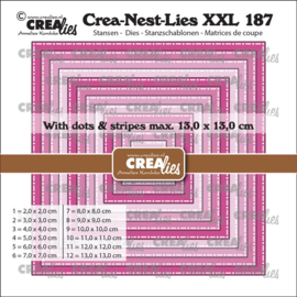 Crealies - Crea-Nest-Lies XXL stansen no. 187, Vierkanten met stippen en strepen
