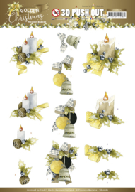 3D Push Out - Precious Marieke - Golden Christmas - Christmas Candles  - SB10665