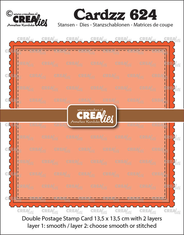 Crealies - Cardzz stansen no. 624, Dubbele kaart postzegel Vierkant