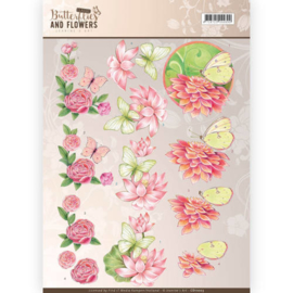 3D Knipvel - Jeanine's Art - Classic Butterflies and Flowers - Pink Flowers CD11003