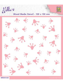 Nellie choice MMS4K-028 Stencil square background "frog footprint"